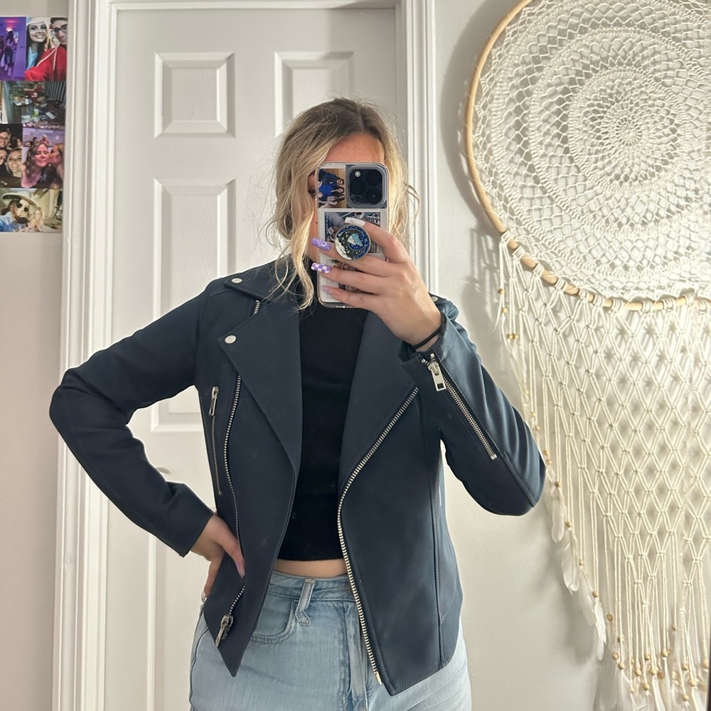 Matte Blue Motorcycle Jacket